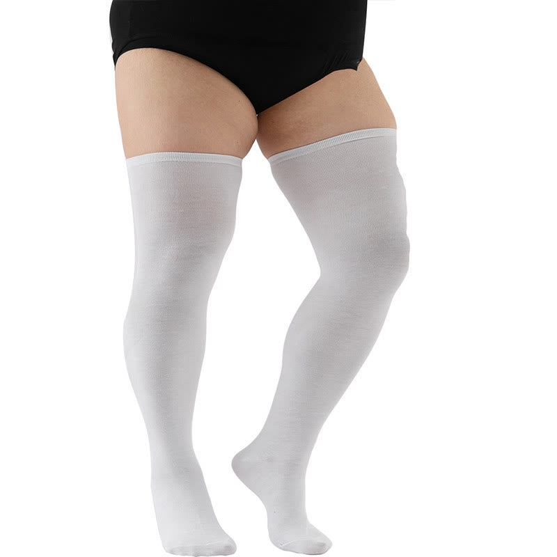 Chaussettes hautes couleur unie grande taille (2 paires) - Blanc - Convient à 198 lb - image 12