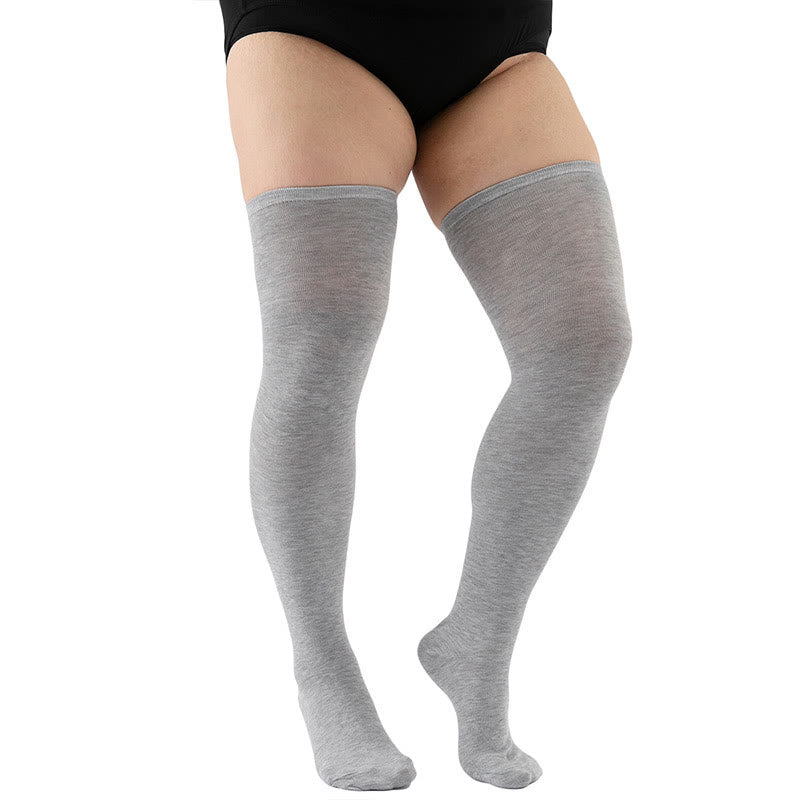 Chaussettes hautes couleur unie grande taille (2 paires) - Gris clair - Convient à 198 lb - image 8