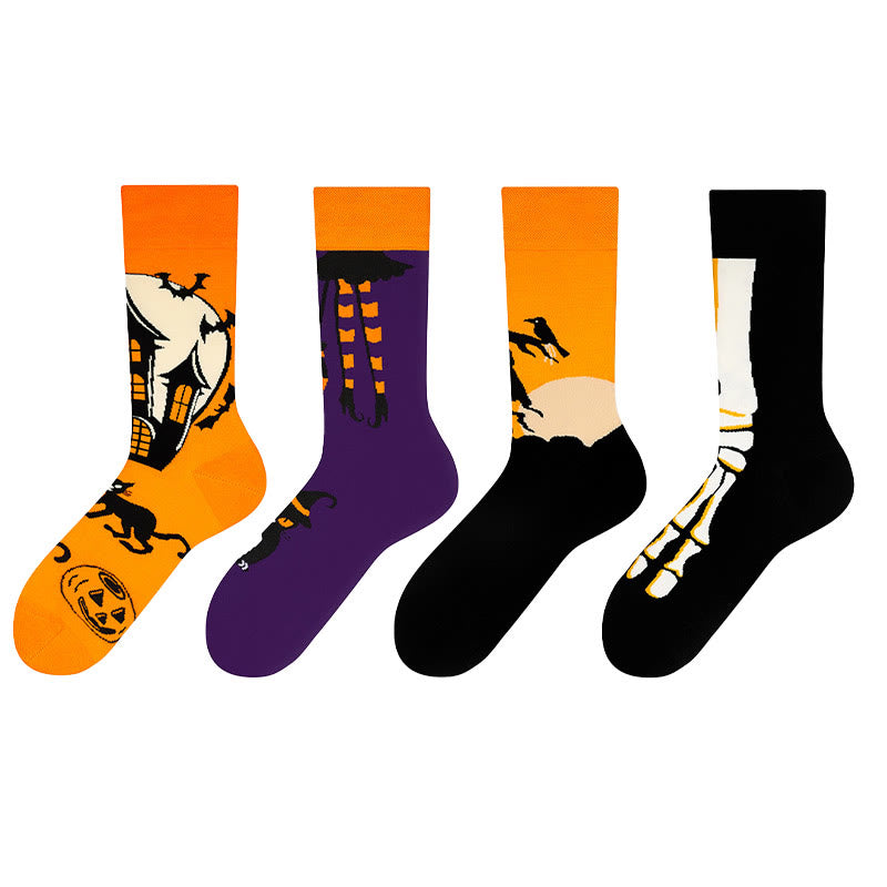 Chaussettes montantes neuves pour Halloween (4 paires) - Multicolore - EU36-42 (US3-8.5) - image 0