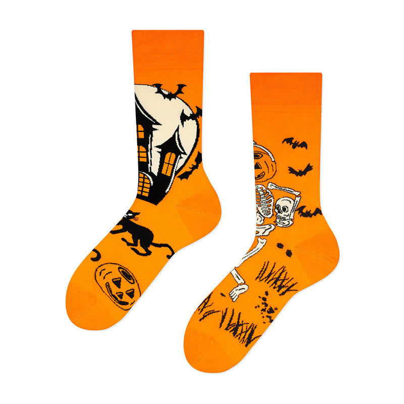 Chaussettes montantes neuves pour Halloween (4 paires) - Orange - EU36-42 (US3-8.5) - image 3