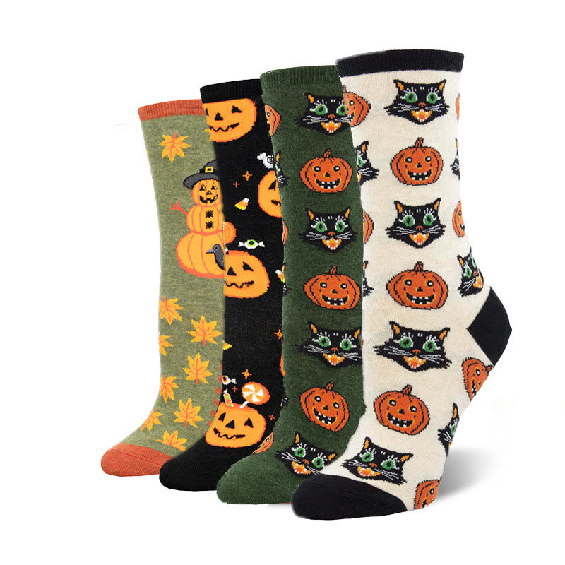 Chaussettes montantes amusantes pour Halloween (4 paires) - Multicolore - EU36-42 (US3-8.5) - image 0