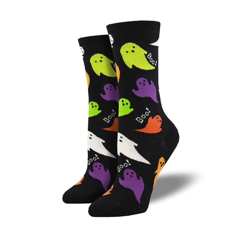 Chaussettes montantes sorcière fantôme Halloween (4 paires) - Noir - EU36-42 (US3-8.5) - image 3