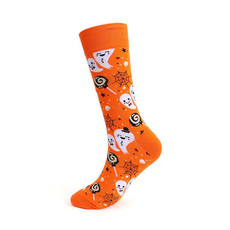 Chaussettes d'Halloween grande taille motif citrouille et crâne (3 paires)