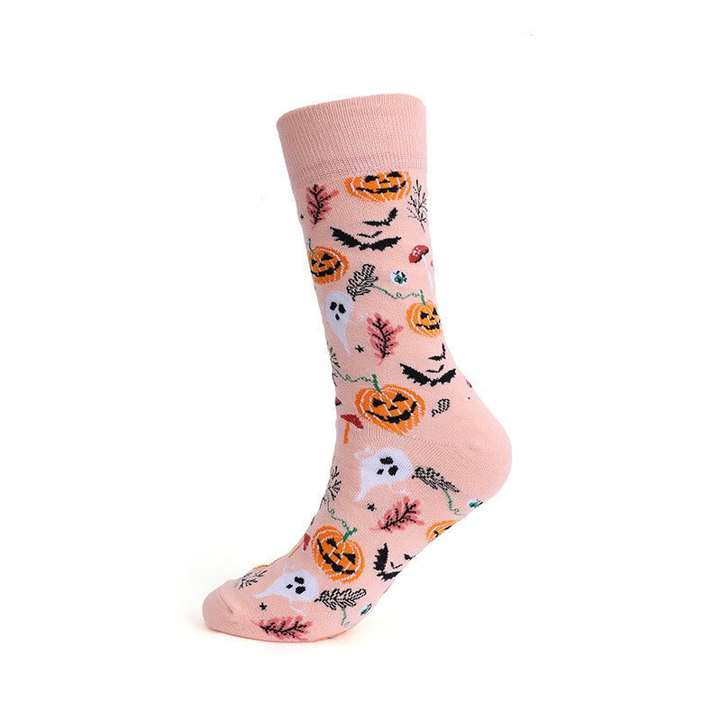 Chaussettes d'Halloween grande taille motif citrouille et crâne (3 paires)