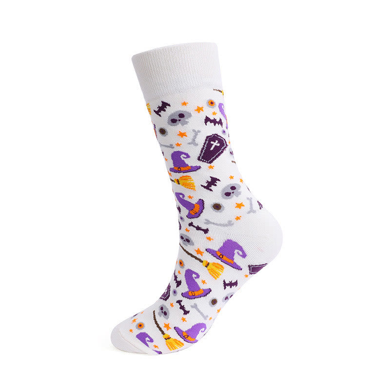 Chaussettes d'Halloween grande taille motif citrouille et crâne (3 paires)