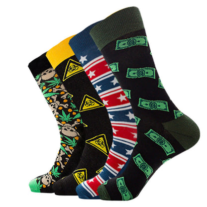 Chaussettes ras du cou grande taille motif tête de mort (4 paires) - Multicolore - EU38-44 (US5-10) - image 1