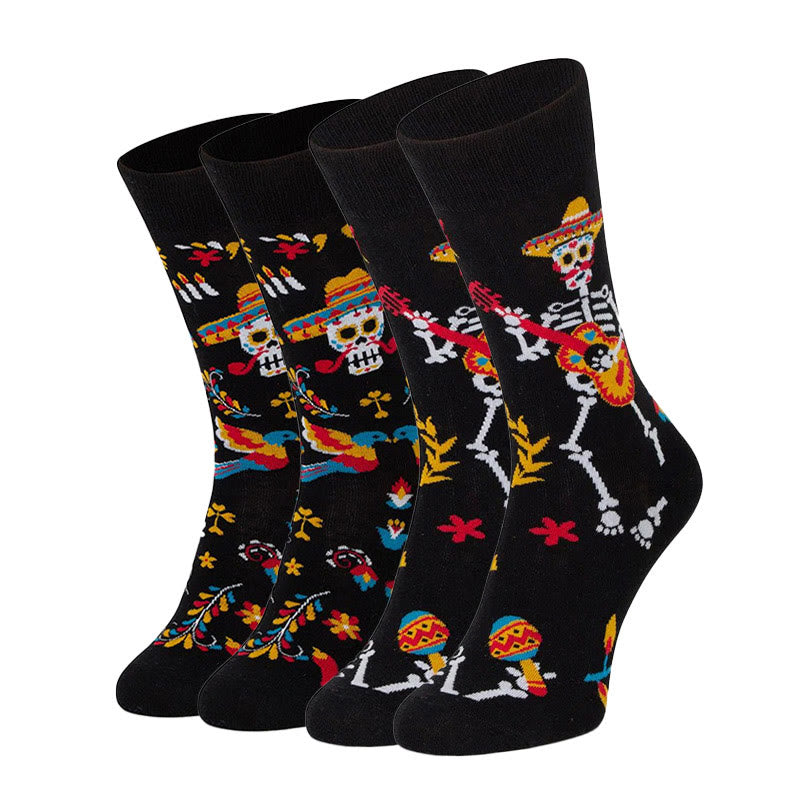 Chaussettes squelette dansant (4 paires) - image 0