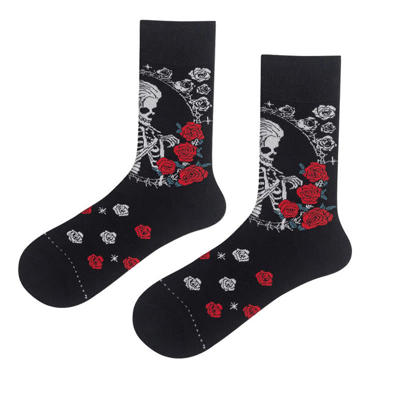 Chaussettes à motif tête de mort grande taille (3 paires) - Noir - EU36-42 (US3-8.5) - image 1