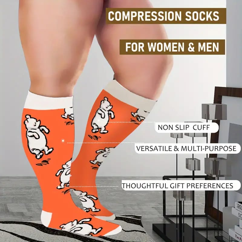 Chaussettes de compression grande taille motif ours et lapin - image 2