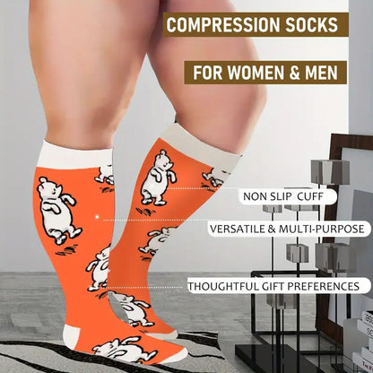 Chaussettes de compression grande taille motif ours et lapin - image 2