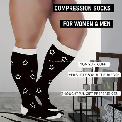 Chaussettes de compression grande taille motif cœur et étoile (3 paires)
