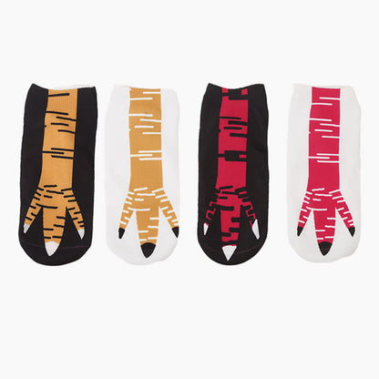 Chaussettes hautes 3D à motif pattes de poulet (4 paires) - Multicolore - EU36-43 (US4-9) - image 1