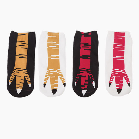 Chaussettes hautes 3D à motif pattes de poulet (4 paires) - Multicolore - EU36-43 (US4-9) - image 1