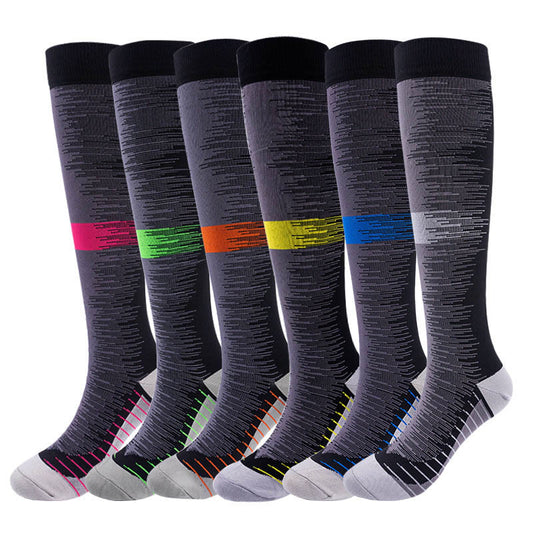 Chaussettes de compression à blocs de couleurs tendance (6 paires)