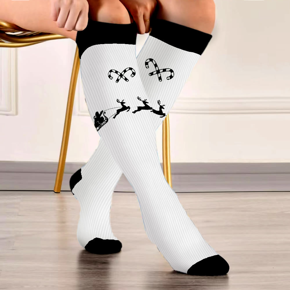 Chaussettes de compression grande taille motif canne à sucre et élan