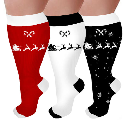 Chaussettes de compression grande taille motif canne à sucre (3 paires) - Multicolore - 4XL - image 1