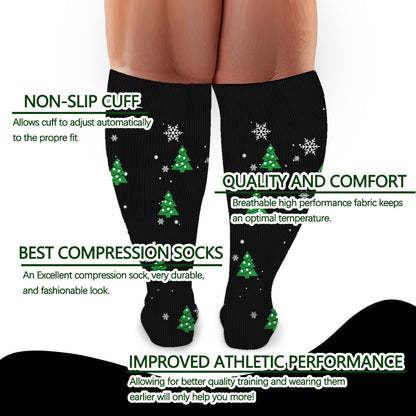 Chaussettes de compression grande taille motif sapin de Noël et bonhomme de neige (3 paires) - image 4
