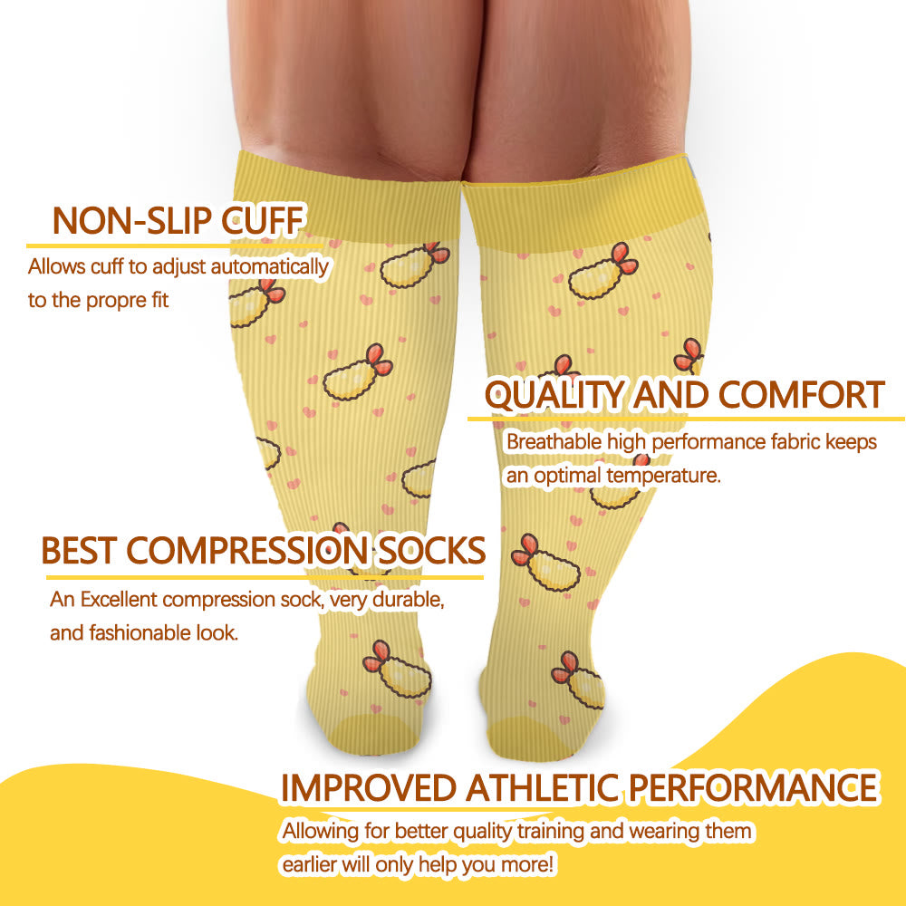 Chaussettes de compression grande taille motif pain au brocoli (3 paires)