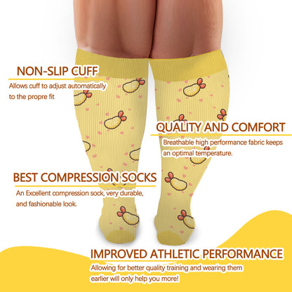 Chaussettes de compression grande taille motif pain au brocoli (3 paires)