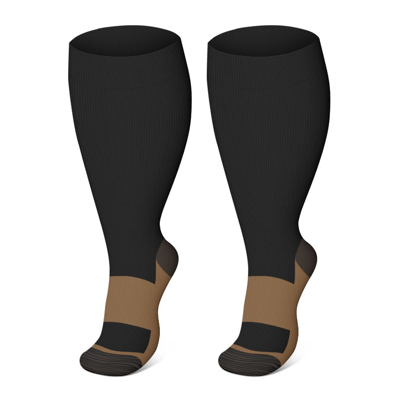 Chaussettes de compression noires et marron grande taille - Noir - 4XL - image 2