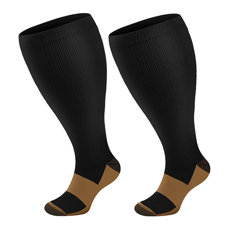 Chaussettes de compression noires et marron grande taille (3 paires) - Noir - 4XL - image 0