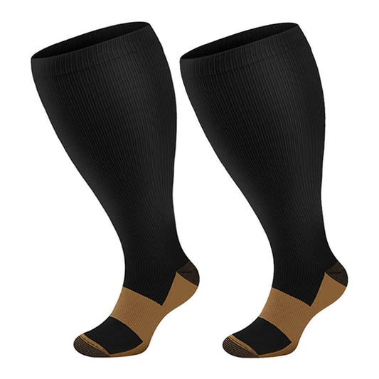 Chaussettes de compression noires et marron grande taille (3 paires) - Noir - 4XL - image 0