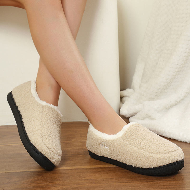 Chaussons-chaussettes chauds de couleur unie grande taille - Beige - États-Unis 10-11 - image 1