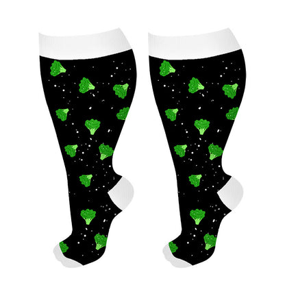 Chaussettes de compression grande taille motif pain au brocoli (3 paires)
