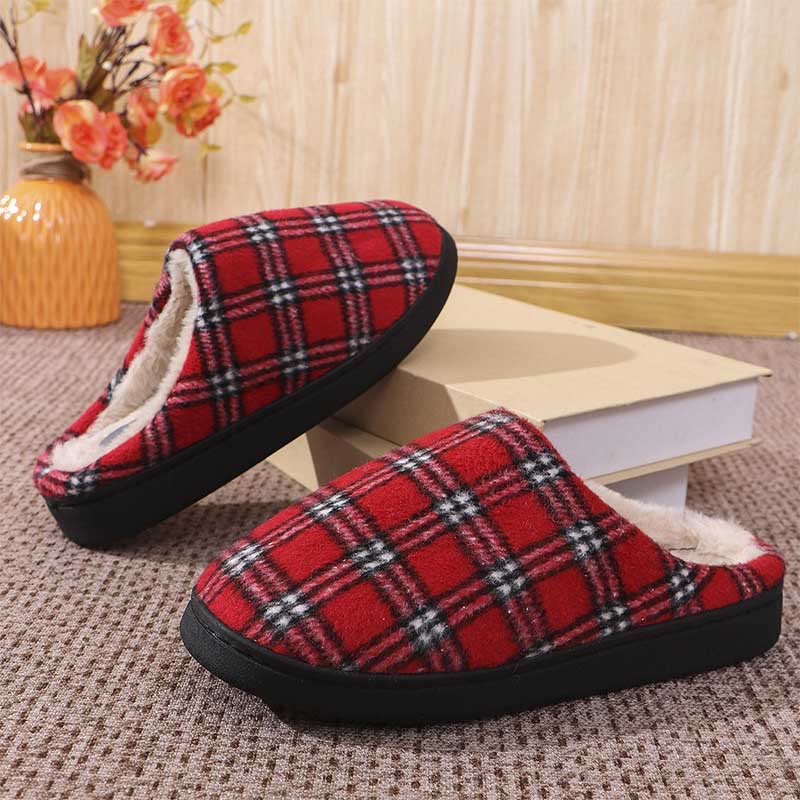 Chaussons à carreaux rayés grande taille - Rouge - États-Unis 9-10 - image 7