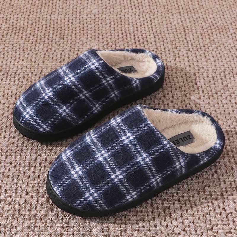 Chaussons à carreaux rayés grande taille - Bleu marine - États-Unis 9-10 - image 9