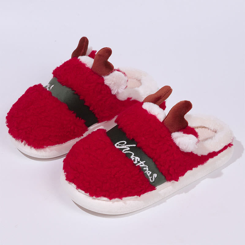Chaussons de Noël grande taille en forme de bois de cerf - Rouge - 2XL - image 3