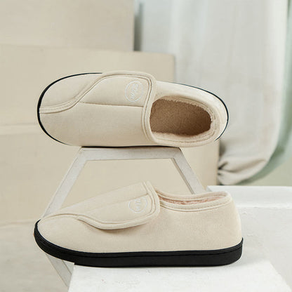 Chaussons-chaussettes à semelle épaisse de couleur unie grande taille - Beige - 2XL - image 10