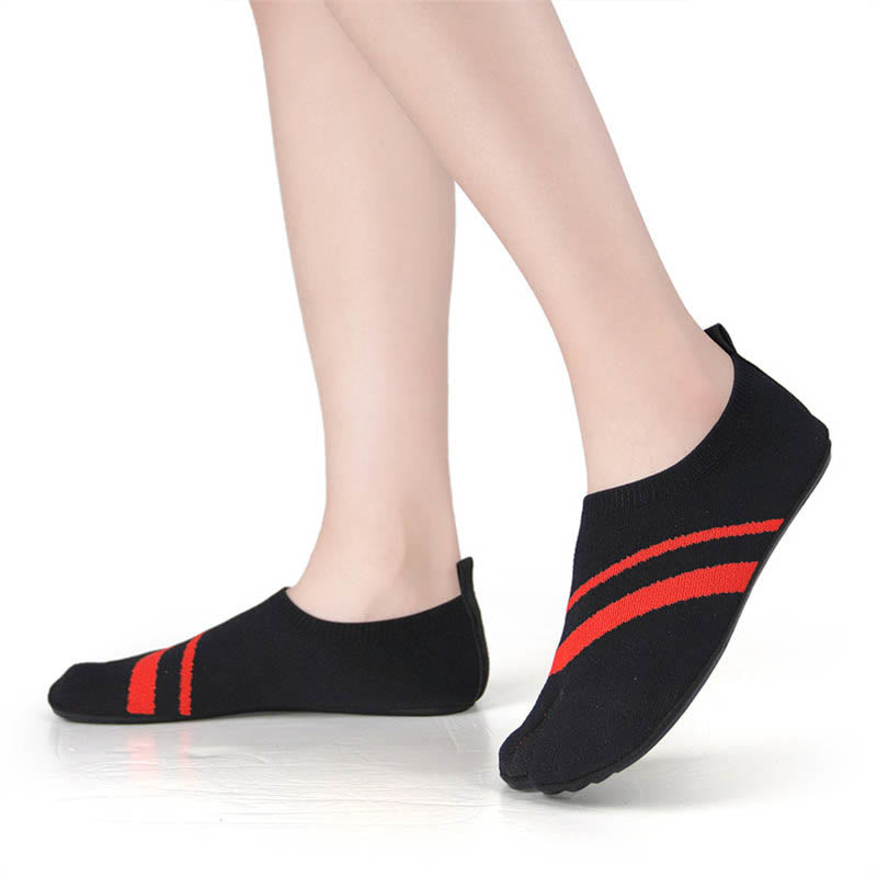 Chaussons-chaussettes rayés à bout fendu grande taille - image 6