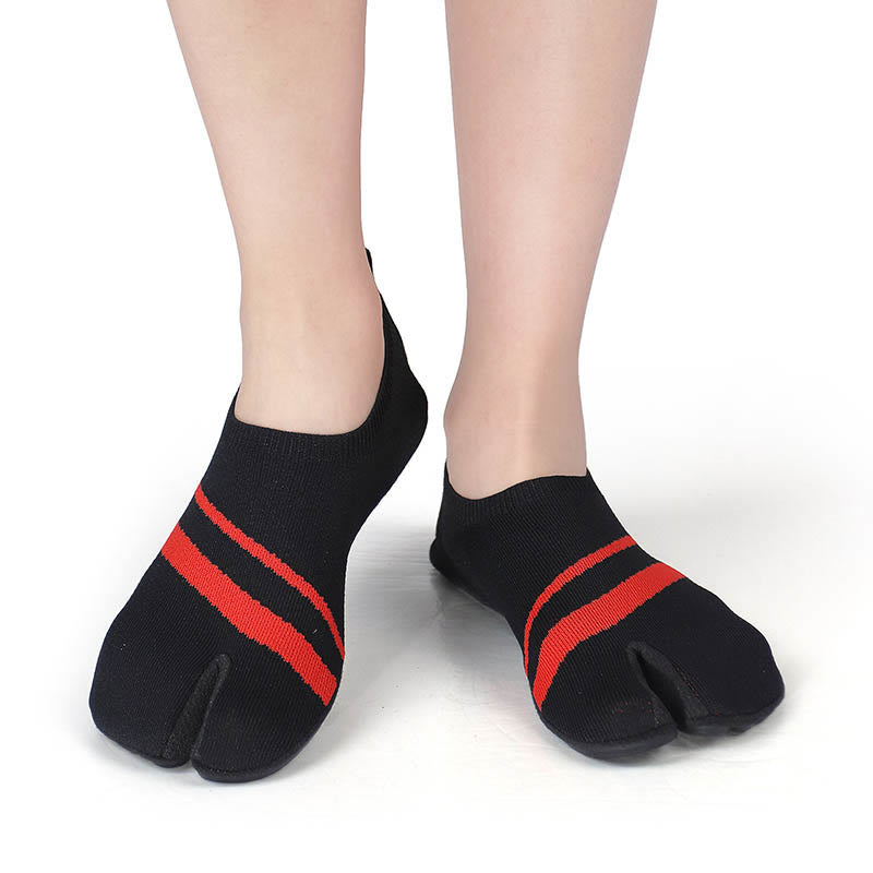 Chaussons-chaussettes rayés à bout fendu grande taille - image 4