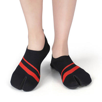 Chaussons-chaussettes rayés à bout fendu grande taille - image 4