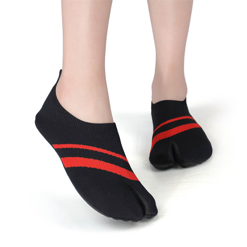 Chaussons-chaussettes rayés à bout fendu grande taille - image 5