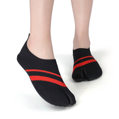 Chaussons-chaussettes rayés à bout fendu grande taille - image 5