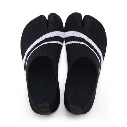 Chaussons-chaussettes rayés à bout fendu grande taille - Blanc - 4XL - image 12