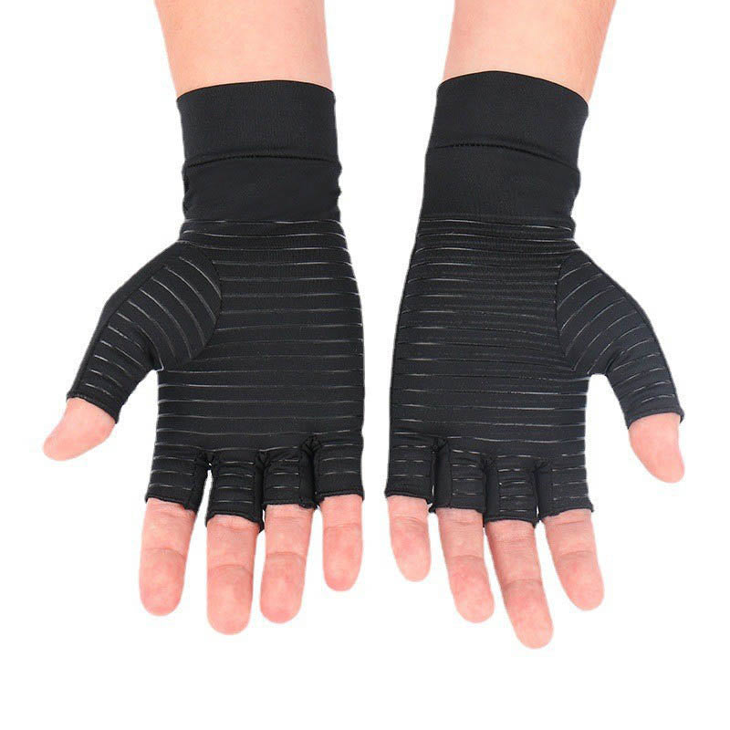 Gants de compression en cuivre sans doigts - Noir - XL - image 1