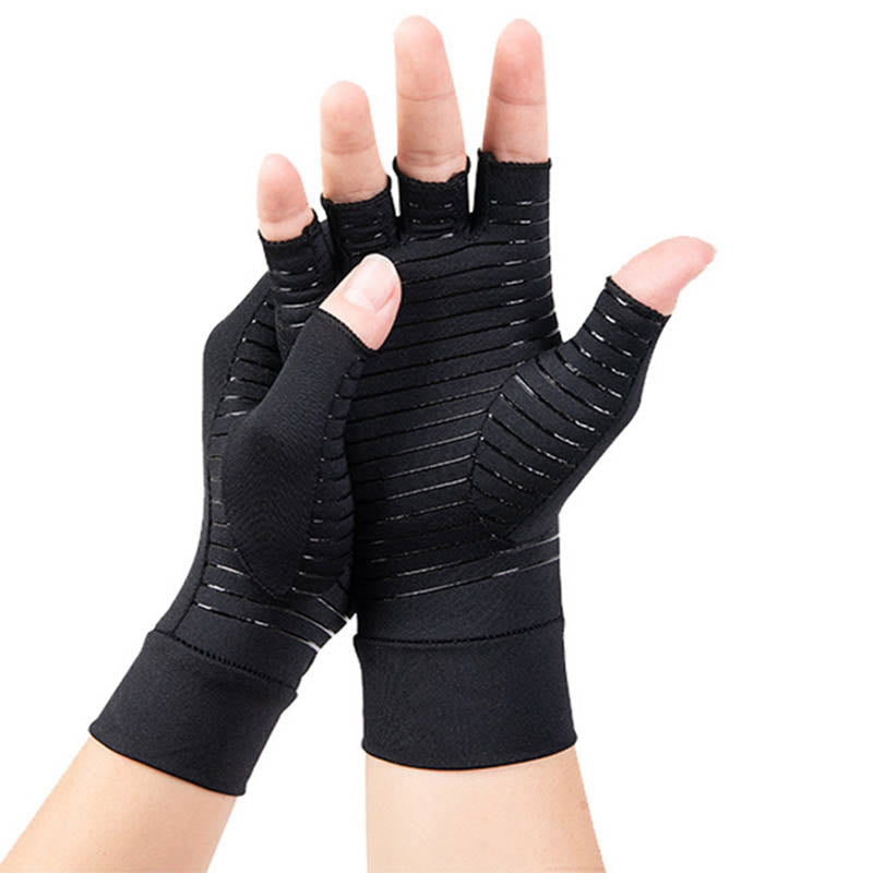 Gants de compression en cuivre sans doigts avec bandage - image 1