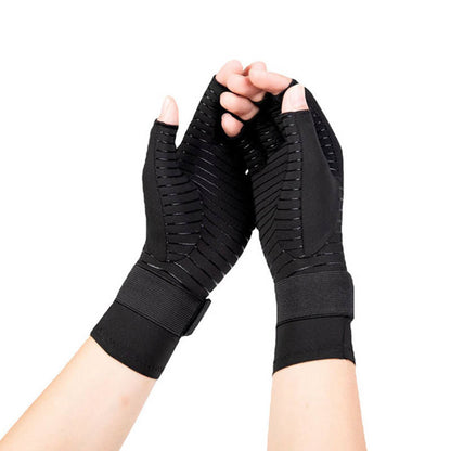 Gants de compression en cuivre sans doigts avec bandage - Noir - L/XL - image 2