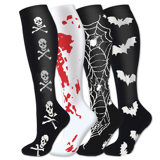 Chaussettes de compression style Halloween effrayantes (4 paires) - Multicolore - L/XL - image 1