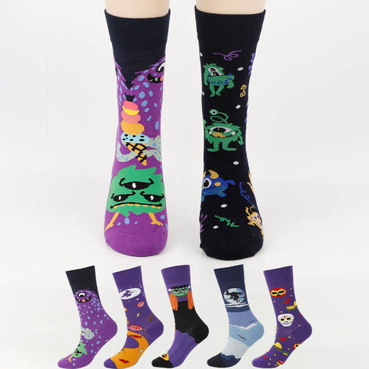 Chaussettes à motifs uniques grande taille (5 paires) - Multicolore - EU36-44 (US3-10) - image 1