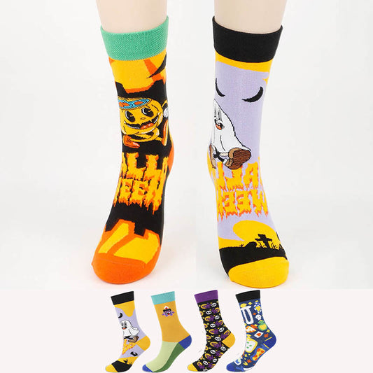 Chaussettes d'Halloween créatives grande taille (4 paires) - Multicolore - EU36-44 (US3-10) - image 1