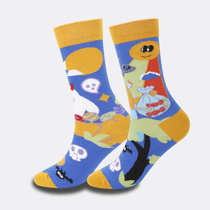 Chaussettes hautes à motif citrouille et tête de mort (4 paires) - image 2