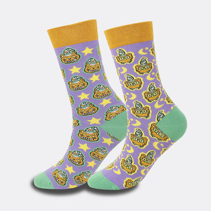 Chaussettes montantes sorcière crâne citrouille (4 paires) - image 4