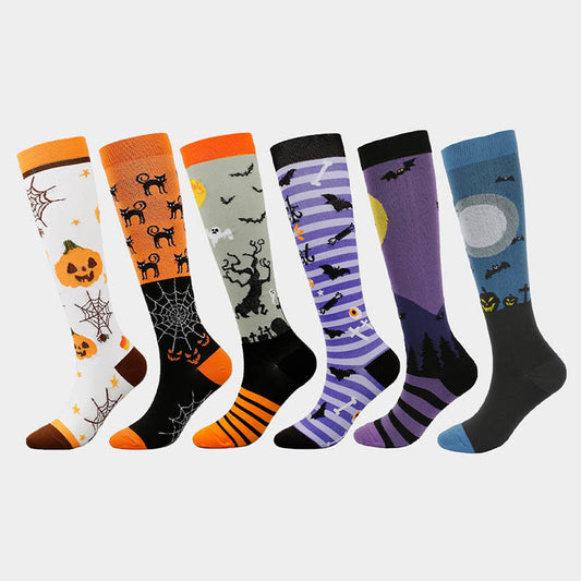 Chaussettes de compression amusantes pour Halloween (6 paires)