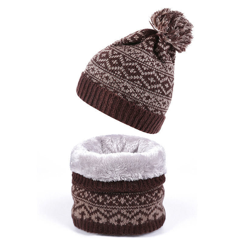 Ensemble bonnet et écharpe chauds d'hiver 2 en 1 - Café - Taille unique - image 6