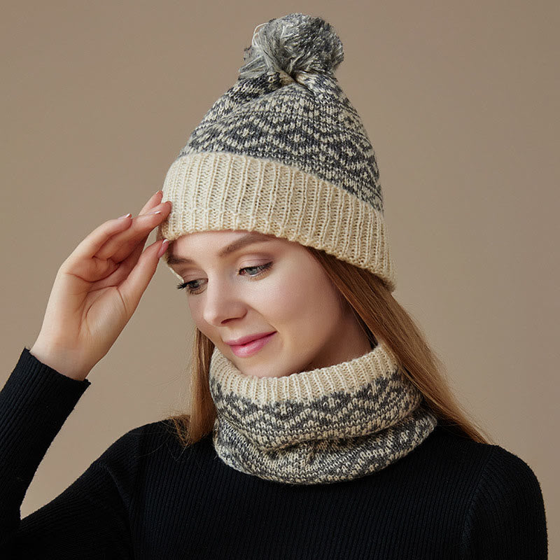 Ensemble bonnet et écharpe chauds d'hiver 2 en 1