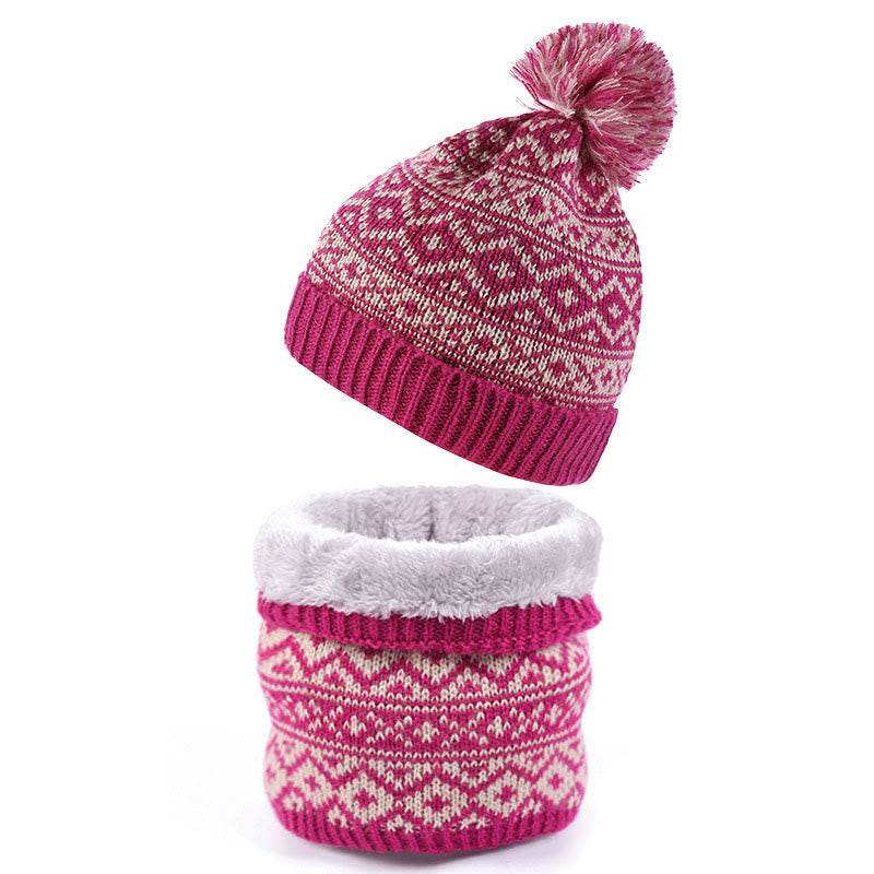 Ensemble bonnet et écharpe chauds d'hiver 2 en 1 - Rose - Taille unique - image 8